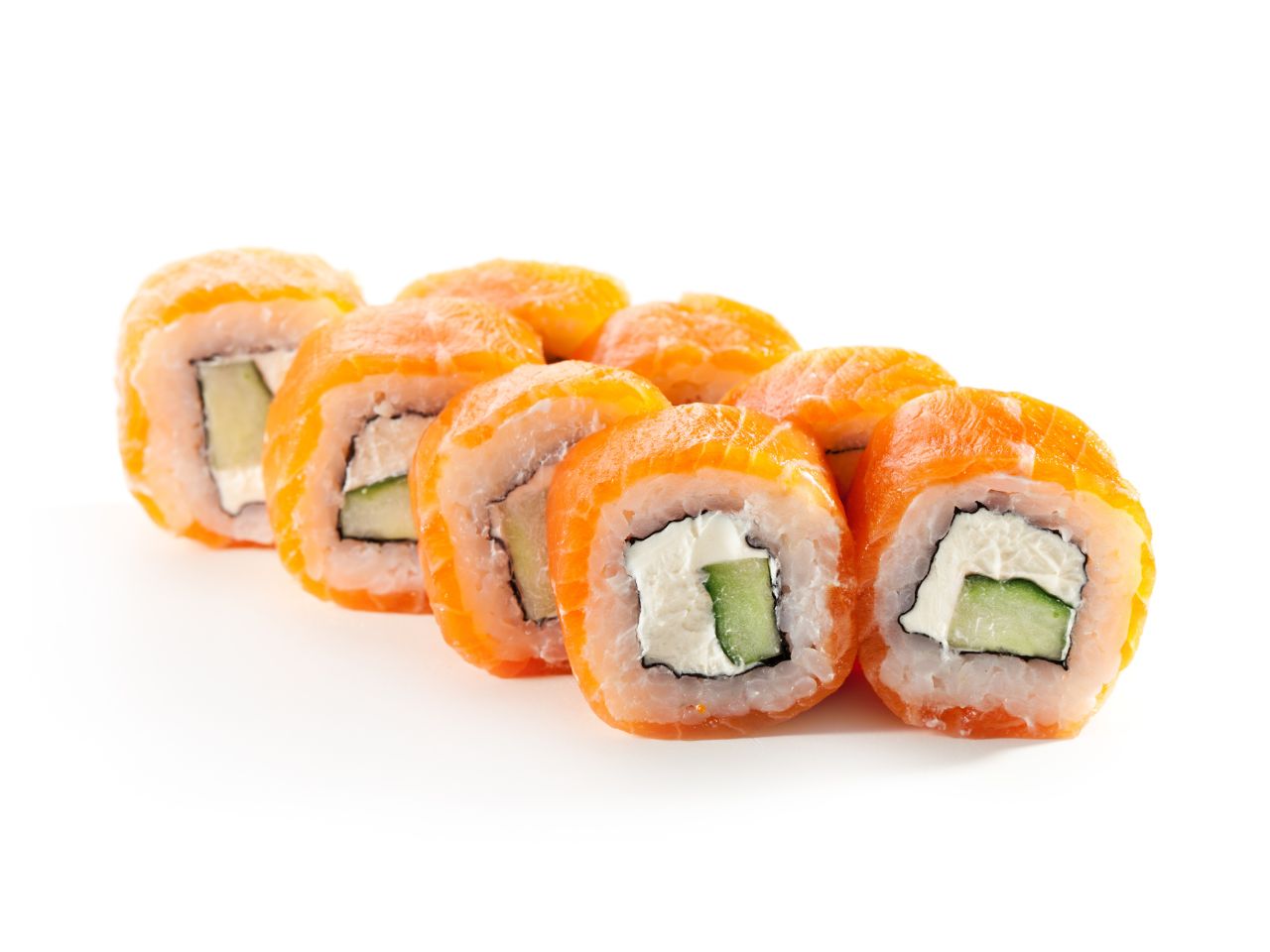 Salmon Philadelphia roll with cream cheese at Kung Fu Kitchen, a Japanese Restaurant in North Smithfield